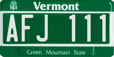 VT license plate AFJ111
