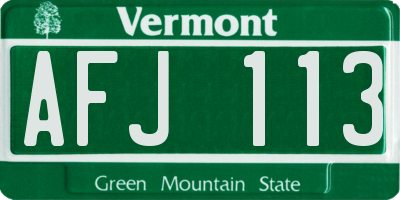 VT license plate AFJ113