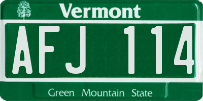 VT license plate AFJ114