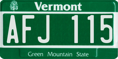 VT license plate AFJ115