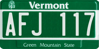 VT license plate AFJ117