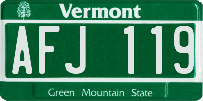 VT license plate AFJ119