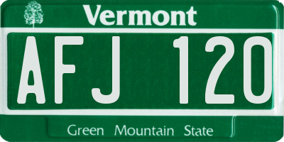 VT license plate AFJ120