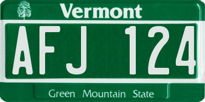VT license plate AFJ124