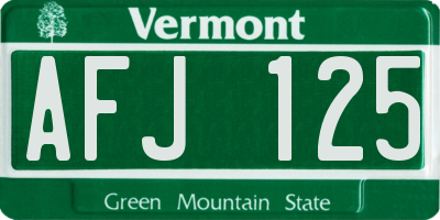 VT license plate AFJ125