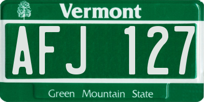 VT license plate AFJ127