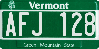 VT license plate AFJ128