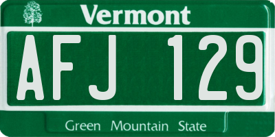 VT license plate AFJ129