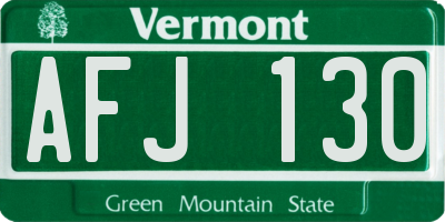 VT license plate AFJ130