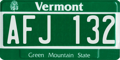 VT license plate AFJ132