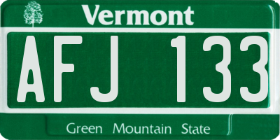 VT license plate AFJ133