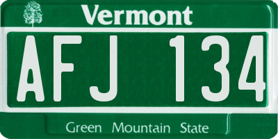 VT license plate AFJ134