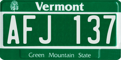 VT license plate AFJ137