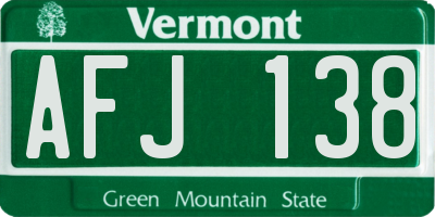 VT license plate AFJ138