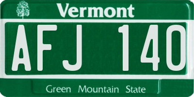 VT license plate AFJ140