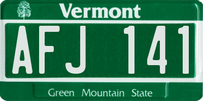 VT license plate AFJ141