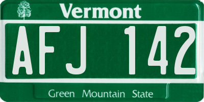 VT license plate AFJ142