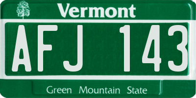 VT license plate AFJ143