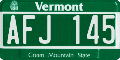 VT license plate AFJ145