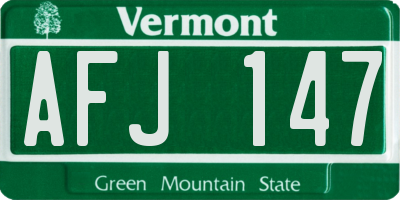 VT license plate AFJ147