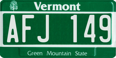 VT license plate AFJ149