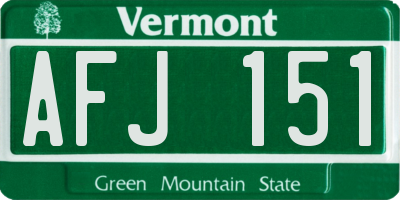 VT license plate AFJ151
