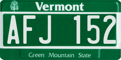 VT license plate AFJ152