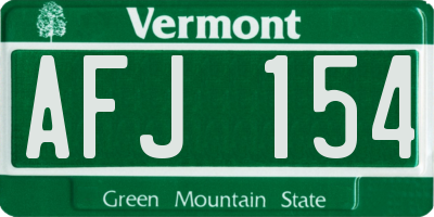 VT license plate AFJ154