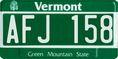 VT license plate AFJ158