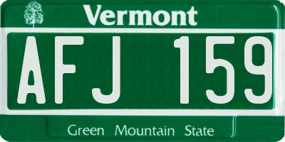 VT license plate AFJ159