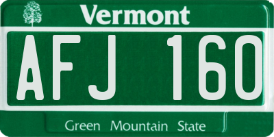 VT license plate AFJ160