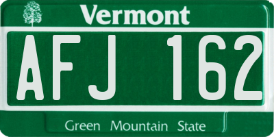 VT license plate AFJ162
