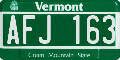 VT license plate AFJ163