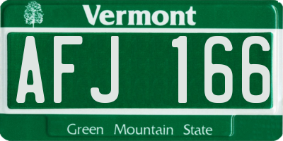 VT license plate AFJ166
