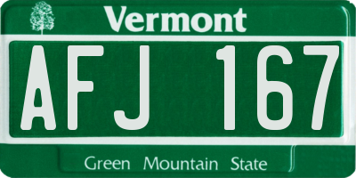 VT license plate AFJ167