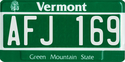 VT license plate AFJ169