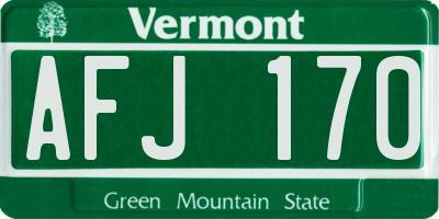 VT license plate AFJ170