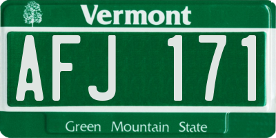 VT license plate AFJ171