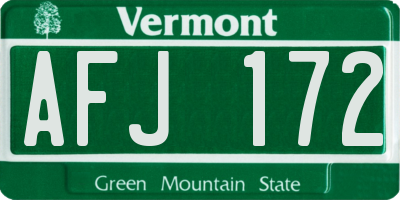 VT license plate AFJ172
