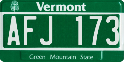 VT license plate AFJ173