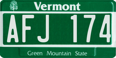 VT license plate AFJ174