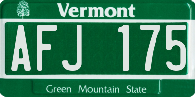 VT license plate AFJ175