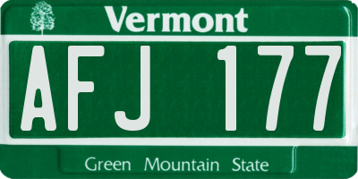 VT license plate AFJ177
