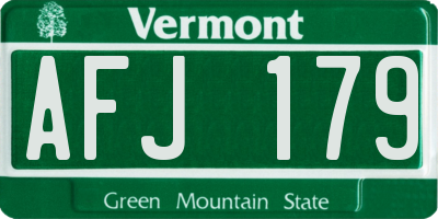 VT license plate AFJ179