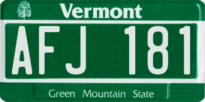 VT license plate AFJ181