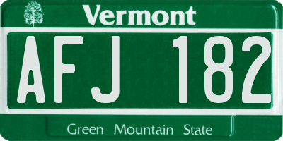 VT license plate AFJ182