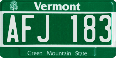 VT license plate AFJ183