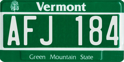 VT license plate AFJ184