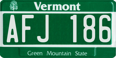 VT license plate AFJ186