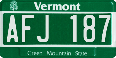 VT license plate AFJ187